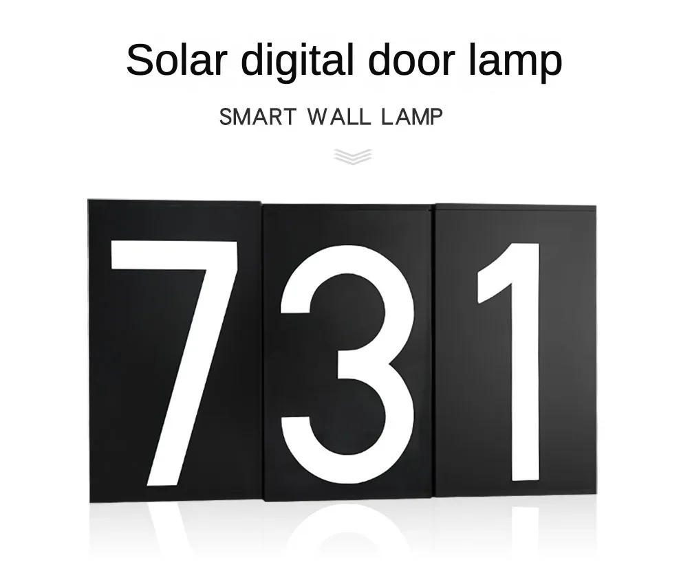 Description Picture 2 of item0 To 9 Outdoor Solar Wall Lamp Home Decoration Door Plates House Address Number Street Road Modern Nordic Alphabet Wall Sconce