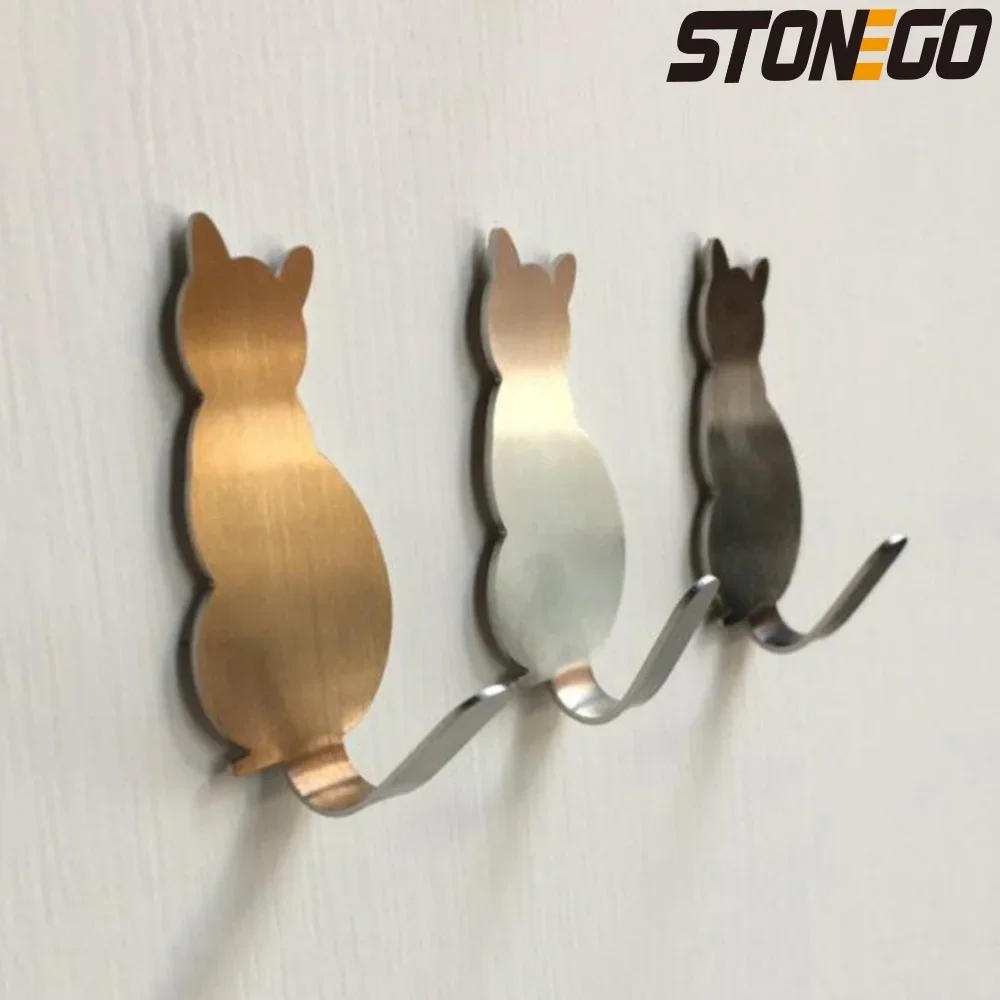 Description Picture 2 of item2Pcs Self Adhesive Hooks Cat Pattern Storage Holder for Bathroom Kitchen Hanger Stick on Wall Hanging Door Clothes Towel Racks