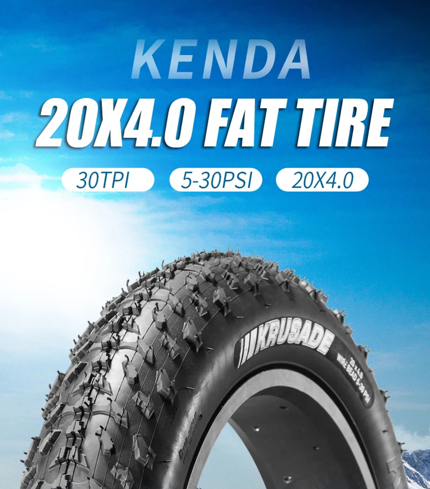Description Picture 2 of itemKenda 20X4.0 Fat tire 20inch E-bike tire 30TPI Snowmobile bicycle tire Beach bike tire MTB bicycle 98-406 Puncture proof tire
