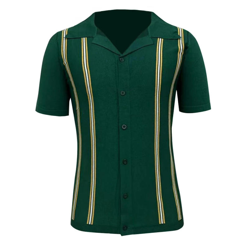 Description Picture 6 of itemLuxury High Quality Polo Shirt For Men 2024 Spring And Summer Stripe Pattern Thin Breathable Short Sleeve Knitted Golf Wear