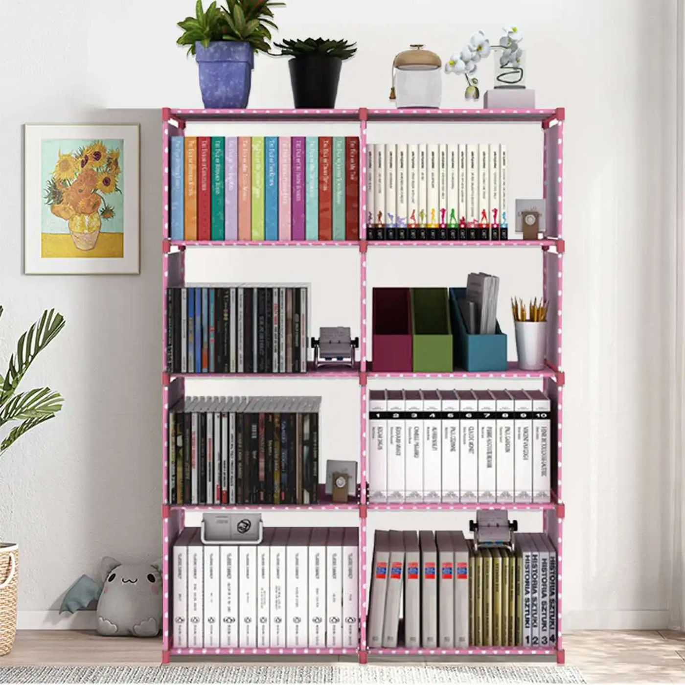 Description Picture 2 of itemSimple Bookshelf Removable Bookcase Living Room Sundries Storage Holder Lattice Cabinet Home Decor Display Stand Book Shelf