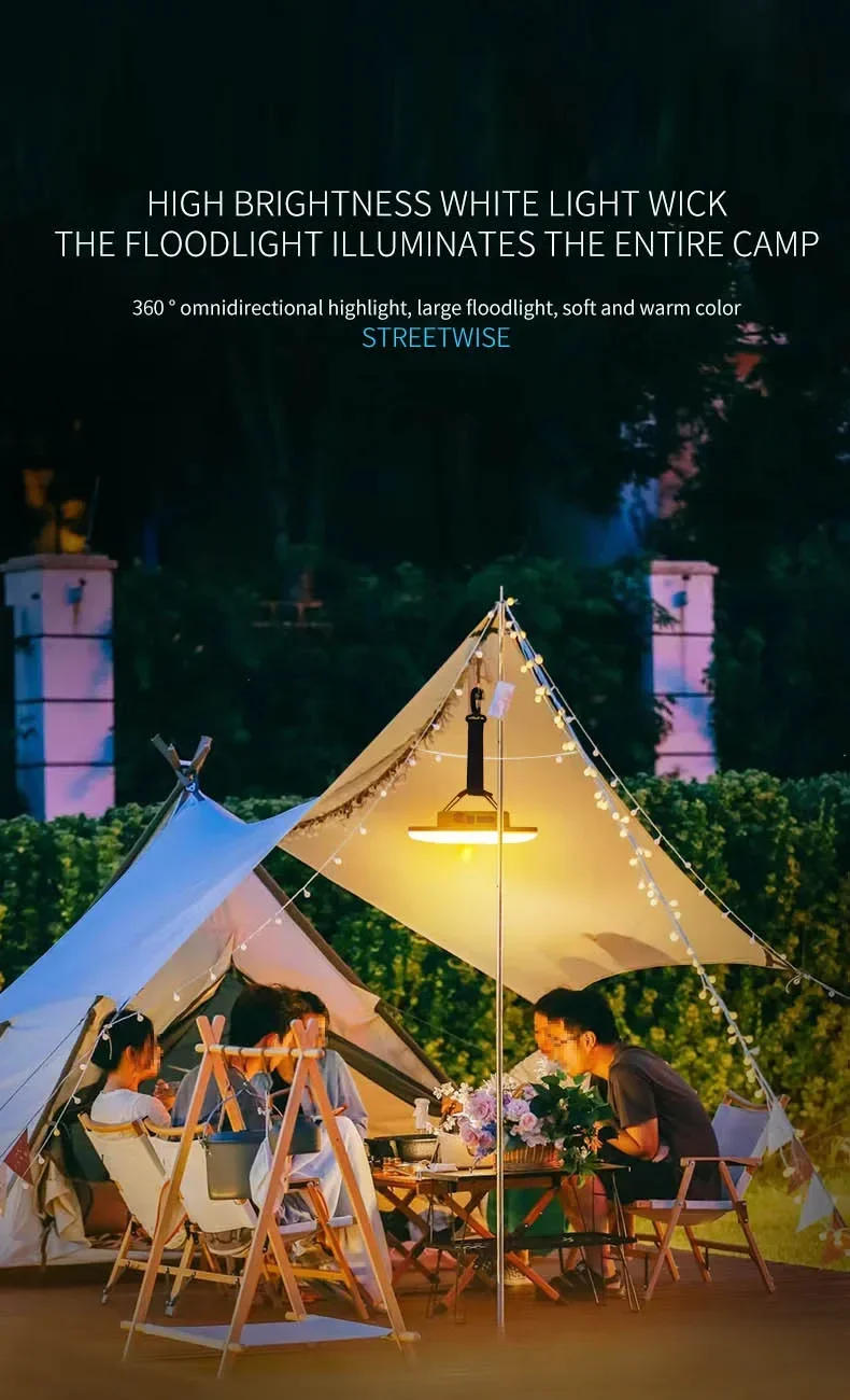 Description Picture 6 of itemCamping Lantern Outdoor Camping Light Rechargeable Flashlight Strong Light Portable Lanterns Power Bank Tent Lamp