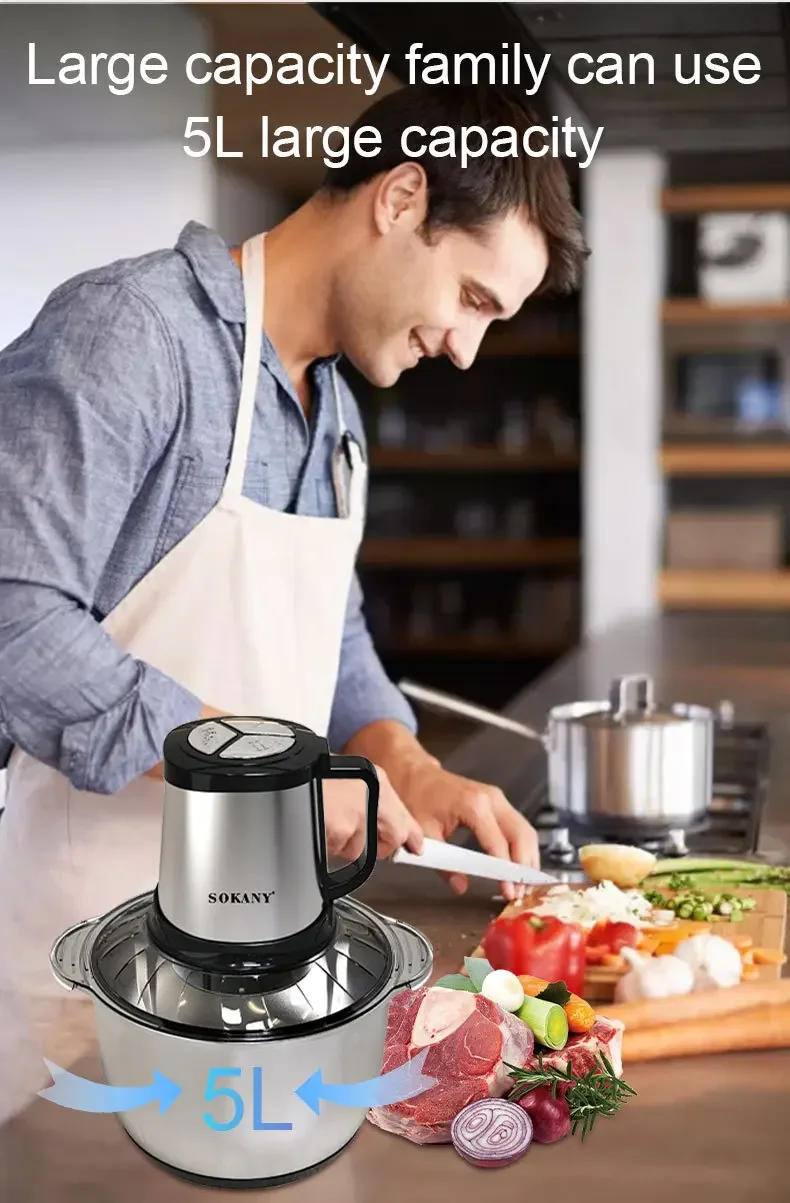 Description Picture 6 of itemHouselin 5-liters Meat Grinder, 800W Electric Food Processors for Baby Food, Meat, Onion, Vegetables, Fruits