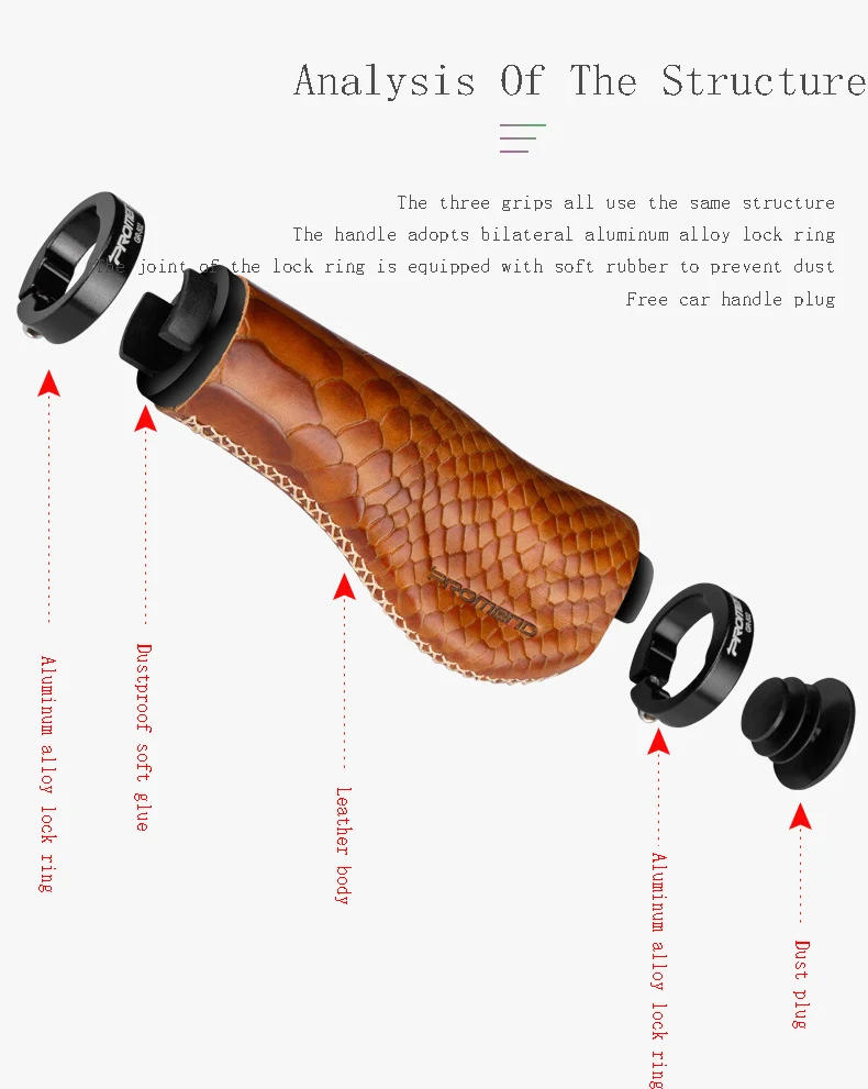 Description Picture 6 of itemBicycle Leather Grip Mountain Bike Grip Folding Bike Lock Gloves Ergonomic Meat Ball Grip Bicycle Handlebar Grips