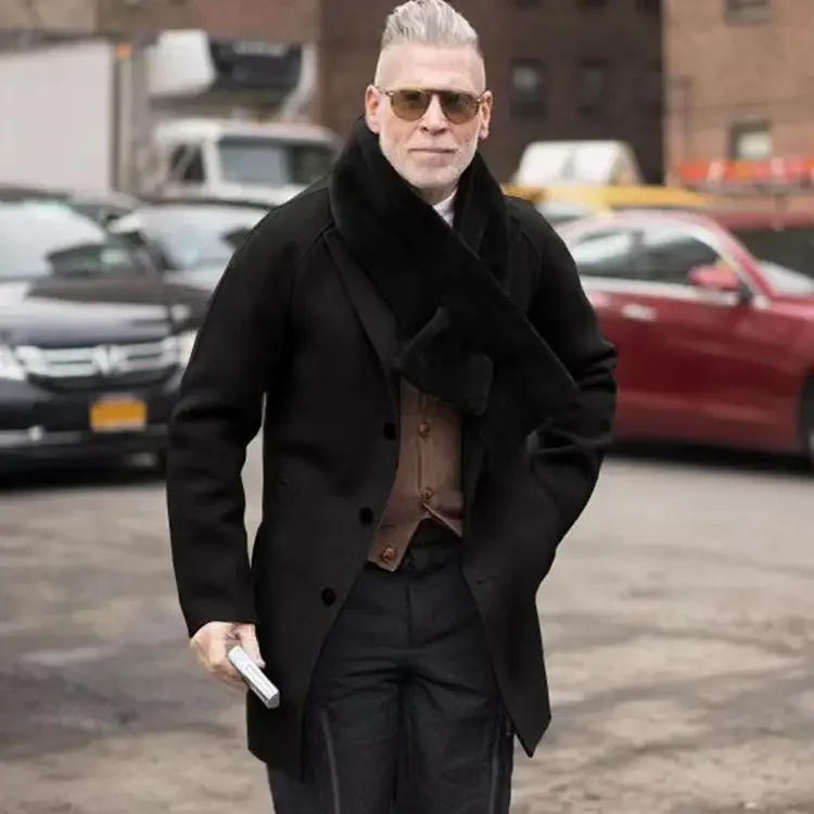 Description Picture 3 of itemCasual Mens Wool Coat Youth Suit Autumn and Winter New Trend Mens Solid Color Slim Woolen Coat