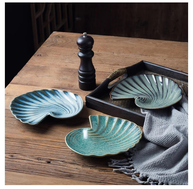 Description Picture 4 of itemCreative Kiln Transformation Ceramic Plate Restaurant Homestay Special Tableware Personalized Shell Plate Conch Plate