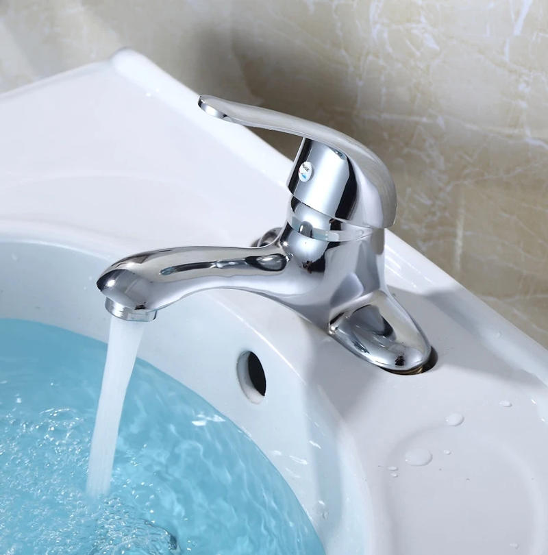 Description Picture 2 of itemCopper Bathroom Sink Washbasin Basin Dual Hole Hot And Cold Water Faucet Bathroom Mixing Valve Two-piece Household Use