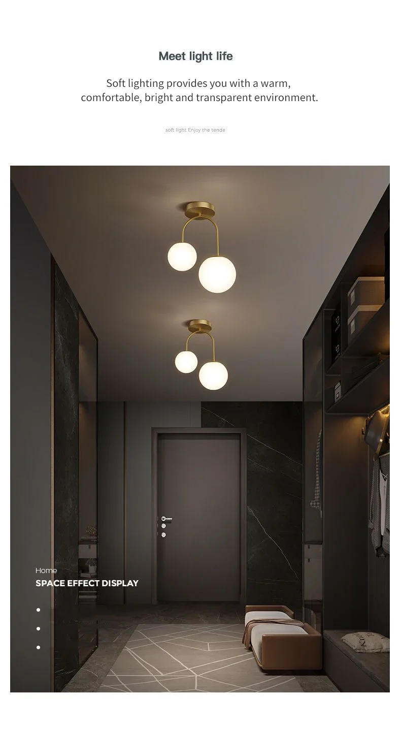 Description Picture 5 of itemNordic Glass Ball LED Ceiling Light Lamps for Aisle Corridor Balcony Hallway Bedroom Clockroom Home Decoration Indoor Lighting