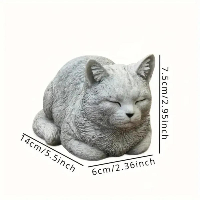 Description Picture 2 of itemMicro Landscape Resin Cat Statue Unique Cartoon Cat Sculpture Realistic Animal Figurines Courtyard