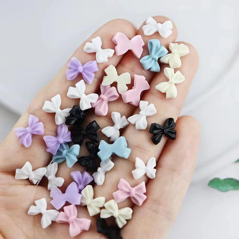 Description Picture 4 of item50pcs Mini Bow Nail Art Decorations 3D Cute Candy Color Nails Charms Designs Pink Black White DIY Resin Nail Accessories
