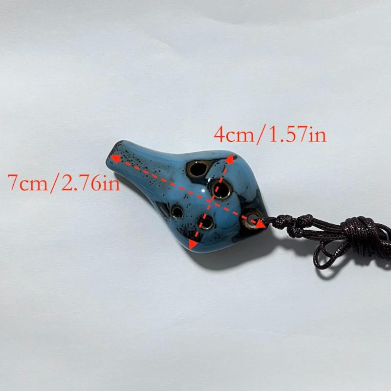 Description Picture 4 of item1pc,Crafts 6-hole ocarina kiln-changed small water drop six-hole ocarina with hanging rope