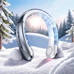 NEW Bladeless neckband fan digital power supply air cooler portable mini hanging neck fan USB rechargeable electric fan