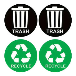 4Pcs 5inch PVC Recycle Trash Bin Sticker Vinyl Decals For Label Bins Containers Garbage Cans Label Sign for Home or Office Decor