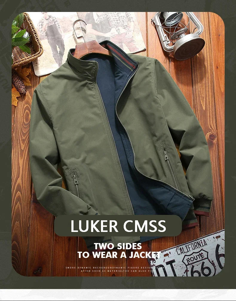 Description Picture 3 of itemAutumn Windbreaker Cotton Jacket Men's MA-1 Bomber Jacket Casual Fashion Men's Double-sided Wear-resistant Baseball Coat