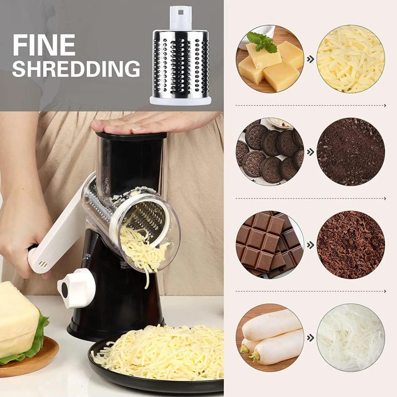 Description Picture 2 of itemManual Rotary Cheese Grater for Vegetable Cutter 3-in-1 Grater Slicer Multifunctional Vegetable Chopper With 3 replaceable blade