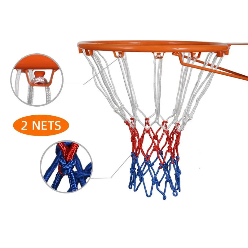 Description Picture 3 of item1/2/3PCS Standard Basketball Net Red+White+Blue Tri-Color Basketball Hoop Net Powered Basketball Hoop Basket Rim Net