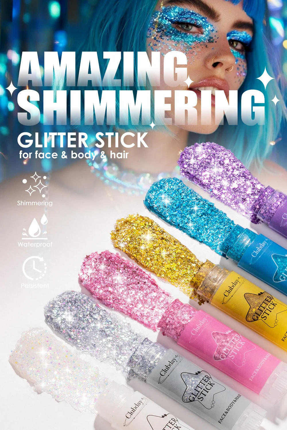 Description Picture 2 of item6 Color Sequins Glitter Gel Stick White Silver Pink Eyeshadow Face Body Painting Brighten Stage Makeup Flash Loose Sequins Cream