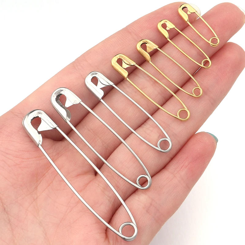 Description Picture 3 of item10Pcs Silver Safety Pins DIY Sewing Tools Accessory Stainless Steel Needles Large Safety Pin Small Brooch Apparel Accessories
