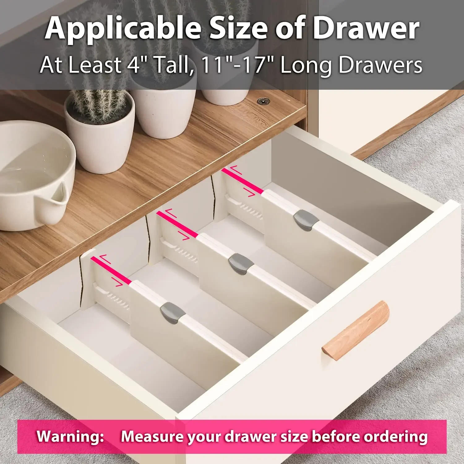Description Picture 5 of item4 Adjustable Drawer Dividers, Organizes Silverware Utensils, Divider for Clothes Underwear and Bra Fabrics, Bathroom Storage