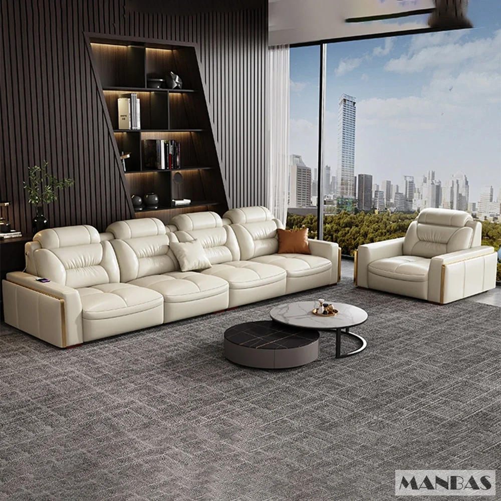Description Picture 2 of itemPremium Italian Genuine Leather Sectional Sofa Sets Couch Sofas with USB and Bluetooth Speaker - Linlamlim Living Room Furniture