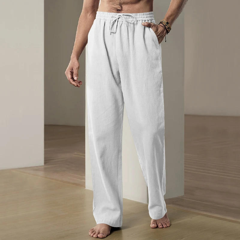 Description Picture 5 of item2024 New Spring Summer Men's Pants Loose Breathable Comfortable Linen Casual Pants Home Daily Straight Leg Pants