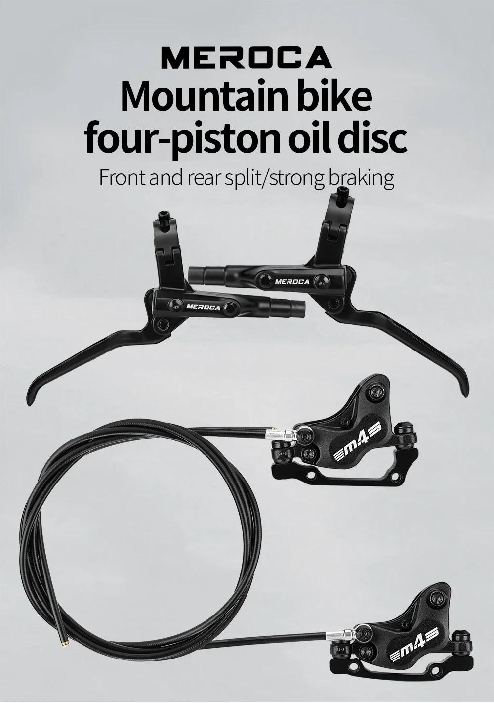 Description Picture 2 of itemMEROCA M4S 4-Piston Split Type Bicycle Hydraulic Brake Oil Pipe Front 850mm Rear 1600mm Length for Mountain Bike Brakes