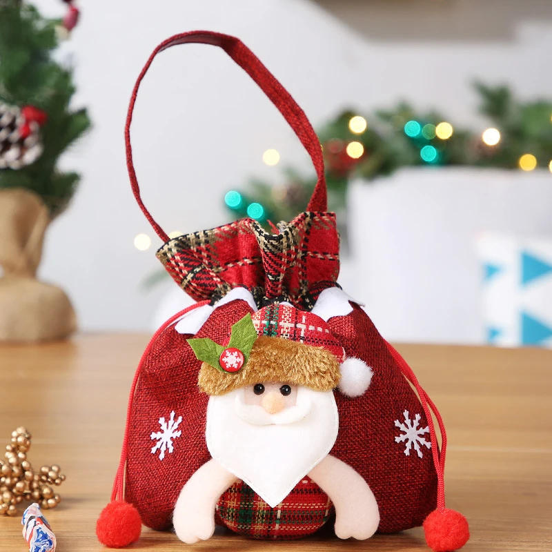 Description Picture 5 of itemChristmas Drawstring Gift Bag Santa Claus Design Candy Bags Reusable Sacks Event & Party Supplies Favors Home Decoration