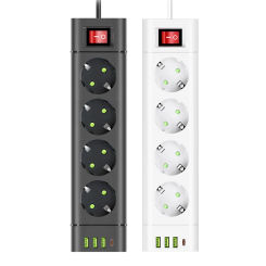 EU Plug Power Strip DC Outlet Extension Cord 3/4/5 Electrical Socket with 3 USB Type-C Port 2500W Multicontact Home Appliance