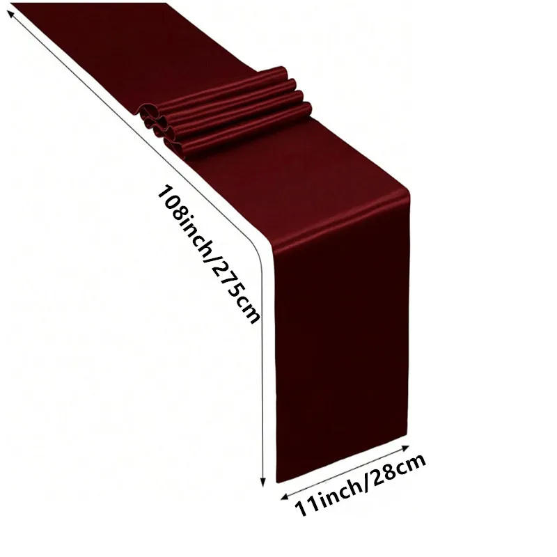 Description Picture 4 of item10pc Satin Table Runners For Home Banquet Wedding Party Supplies Dining Table Runner Decoration chemin de table Multicolor