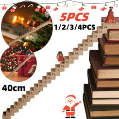 Christmas Advent Calendar 2024 Wooden Ornament Santa Claus Climbing Stairs Calendar 24 Days Xmas Countdown Calendar Home Decor