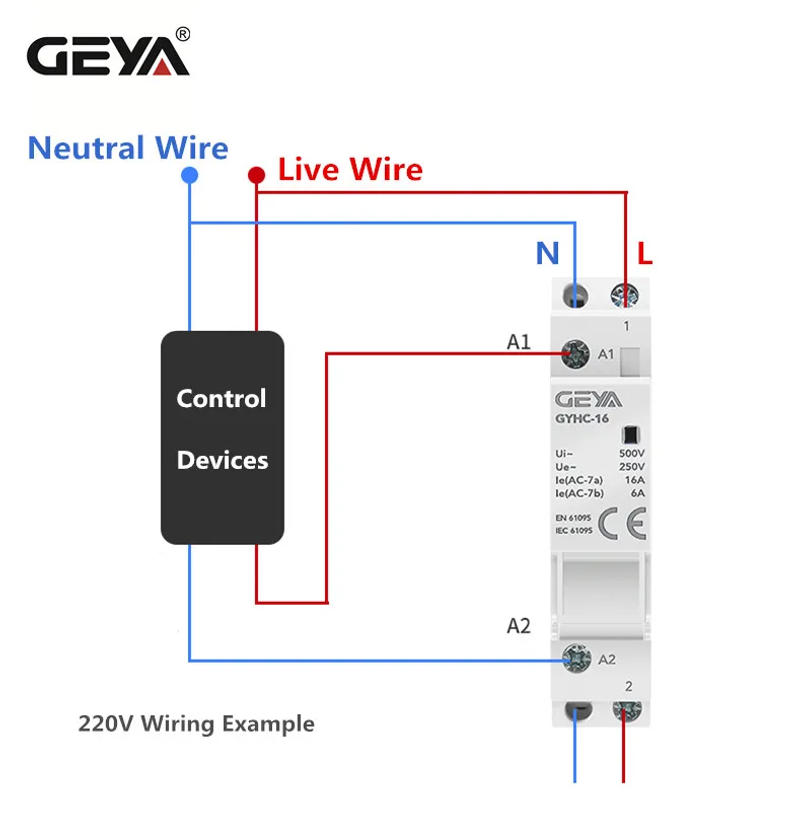 Description Picture 6 of itemGEYA GYHC Din Rail Household Contactor AC24V 48V 110V 220V 2P 25A 2NC 2NO 1NO1NC 50/60Hz
