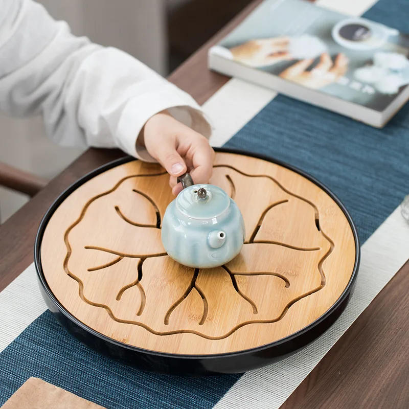 Description Picture 4 of itemTea Tray Tray Office Household Simple Mini Set Melamine Dry Brewing Water Storage Small Tea Table Japanese-style Bamboo Tea Tray