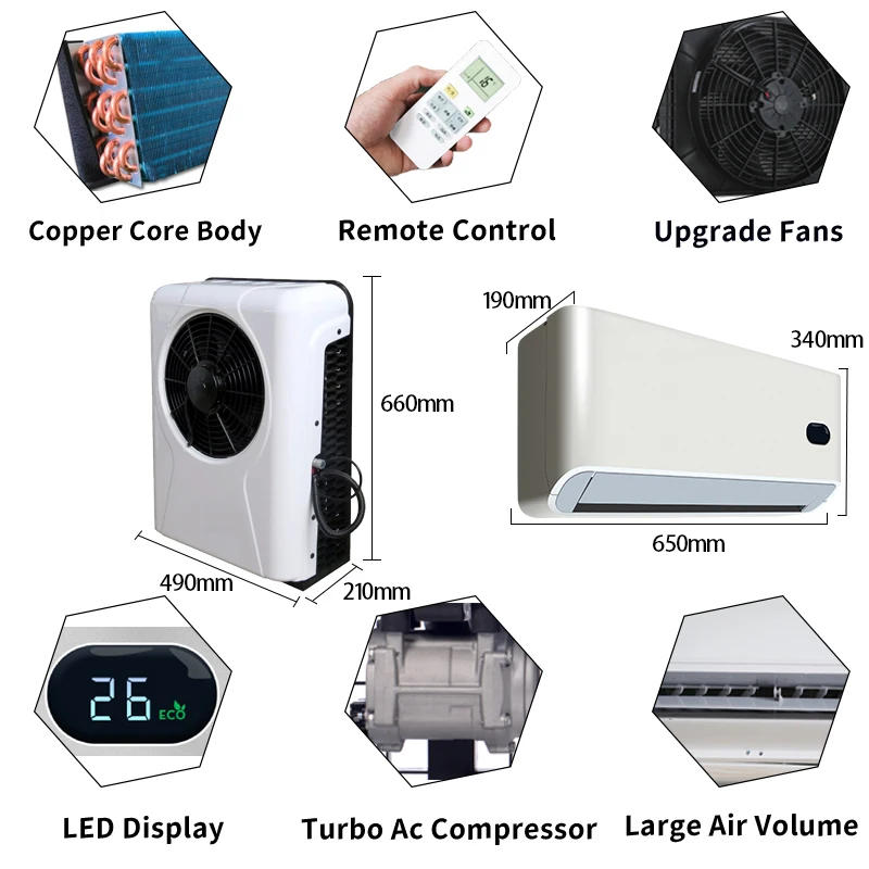 Description Picture 4 of item10000BTU 12V DC Backpack Sleeper Cabin Cooler 24v Dc 12 Volt Truck Roof Air Conditioner For Truck