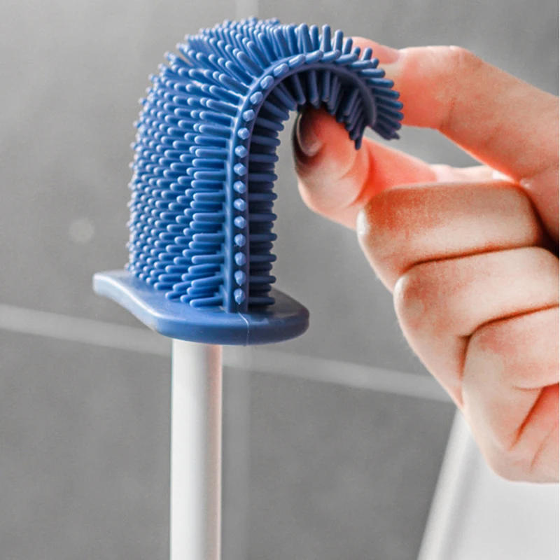 Description Picture 4 of itemWall Hanging Toilet Brush with Holder Long Handled Silicone Toilet Brush Soft Bristles WC Cleaning Brush Bathroom Accessories