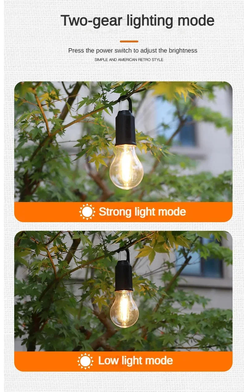 Description Picture 3 of itemLED Camping Light USB Rechargeable Tungsten Lamp Retro Tent Lights LED Lamp Bulb Outdoor Waterproof Night Lantern