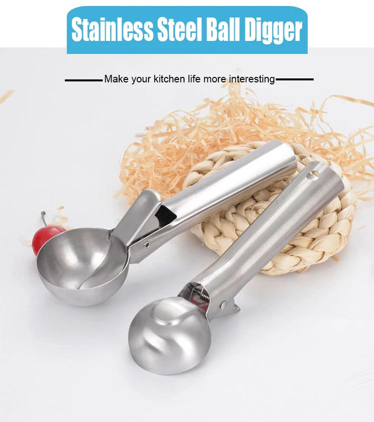 Description Picture 5 of itemStainless Steel Ice Cream Scoops, Ice Cream Scoops, Watermelon Baller, Non-Stick Fruit Dessert Spoon, Kitchen Tools