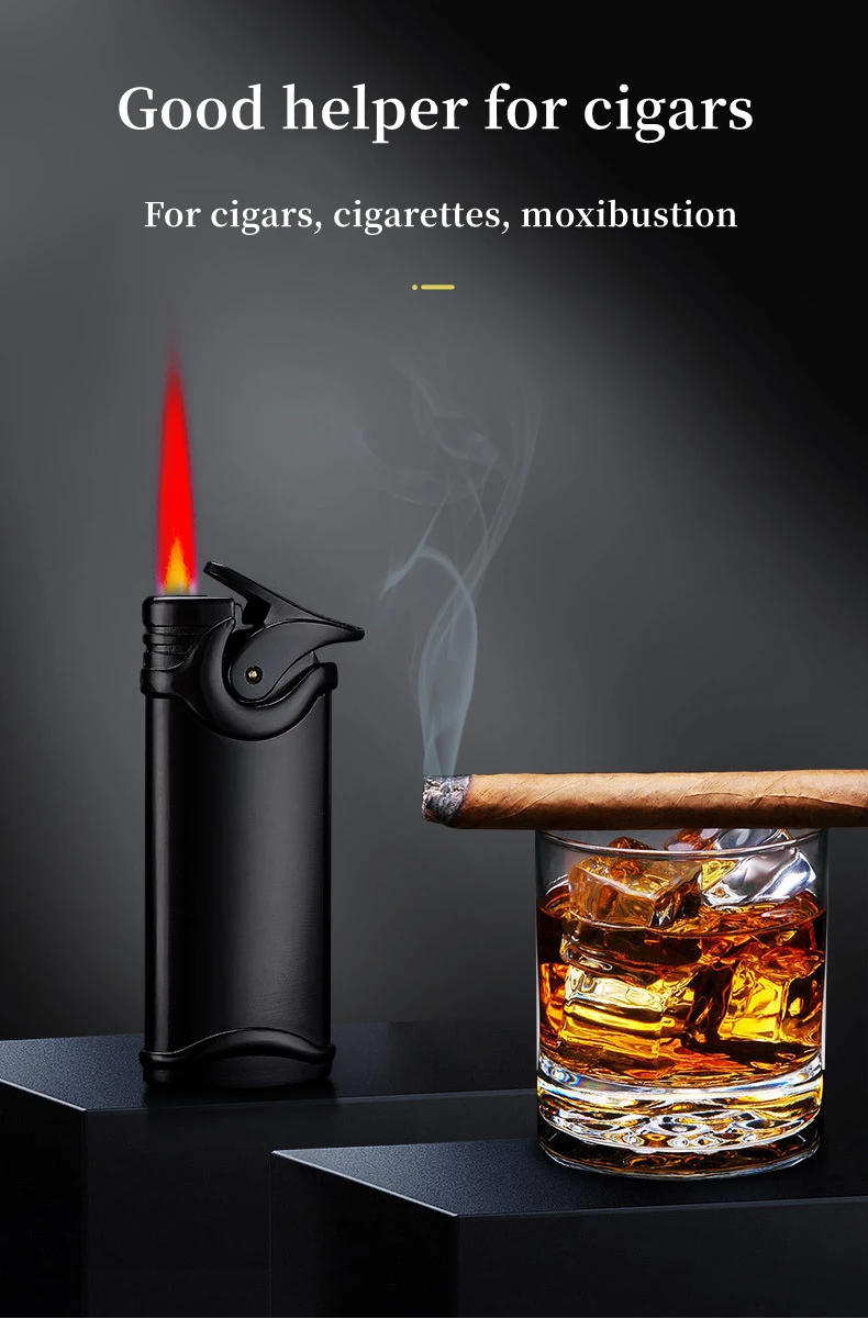 Description Picture 3 of itemCreative Owl Torch Butane Gas Lighter Metal Spray Gun Red Jet Flame Compact Turbo Cigar Smoking Accessories Gadgets For Men