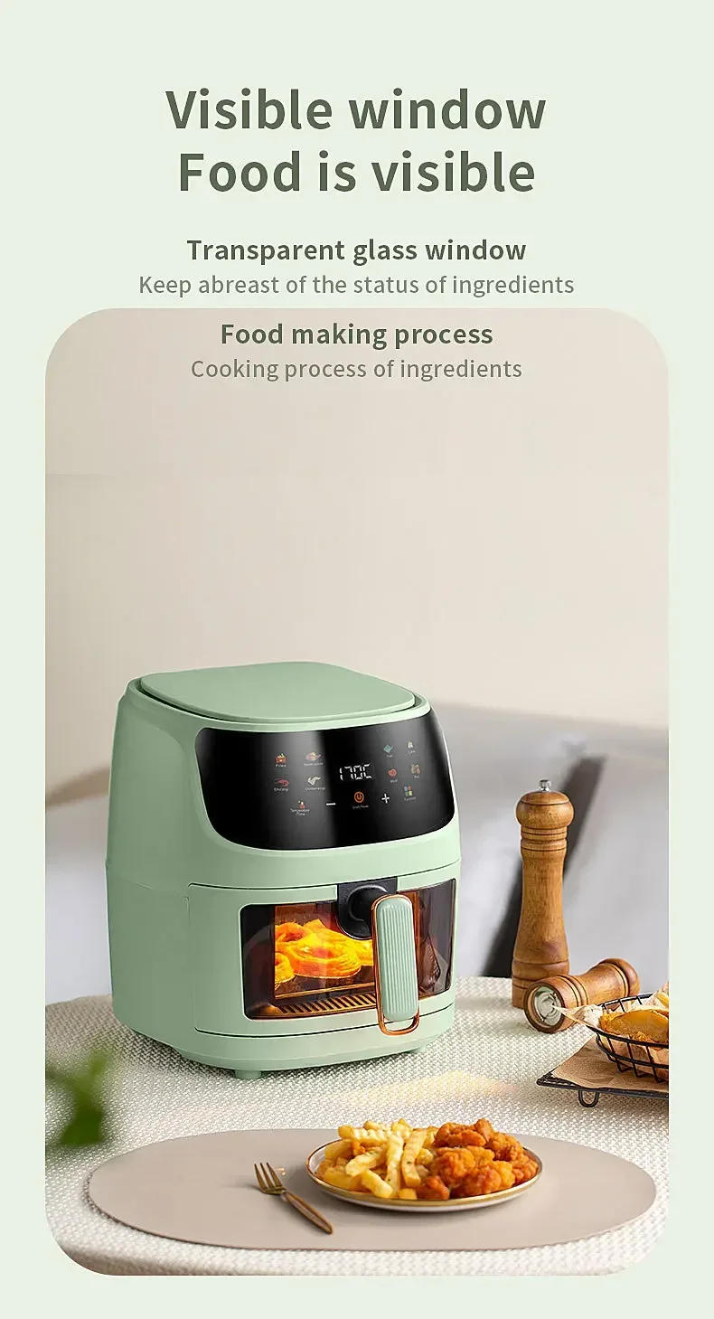 Description Picture 4 of item6L Air fryers 220V multi-function household 6L large capacity visible circulating hot air electric fryer English 110V airfryers