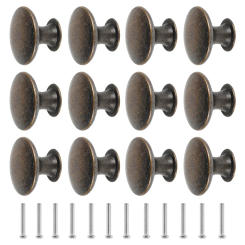12Pcs Vintage Drawer Round Handle Zinc Alloy Cupboard Door Pull Knob for Furniture Kitchen Cupboard Closet Wardrobe