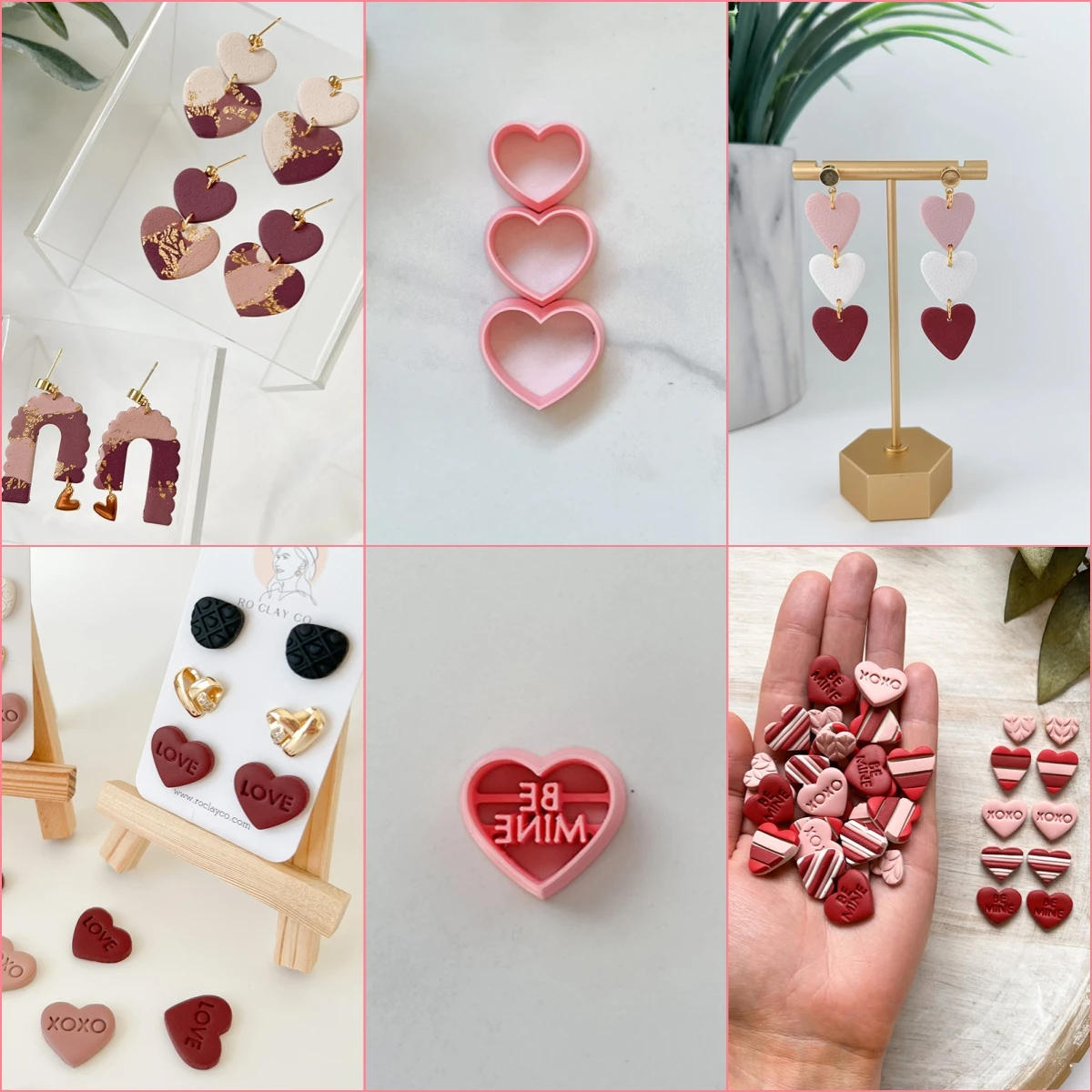 Description Picture 2 of itemSoft Pottery Polymer Clay Cutters Loves Heart Earrings Clay Molds INS French Earrings Jewelry Making Embossing Modeling Tools