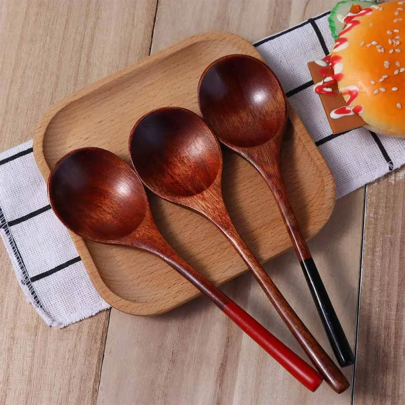 Description Picture 2 of itemHigh Quality Japanese Style Dessert Kitchen Wood Handle Coffee Utensils Wooden Spoon Soup Spoon Tableware