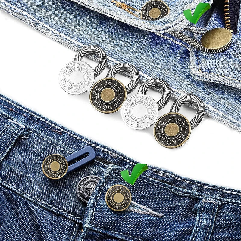 Description Picture 3 of itemNew 10/5/1PC Metal Button Extender For Pants Jeans Free Sewing Adjustable Retractable Waist Extenders Button Waistband Expander