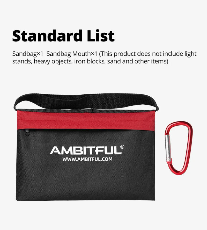 Description Picture 3 of itemAmbitful 44x33cm Load-Bearing Sandbag Photography Studio Video Stage Film Heavy Duty Sandbag  for Light Stands Boom Arms Tripods