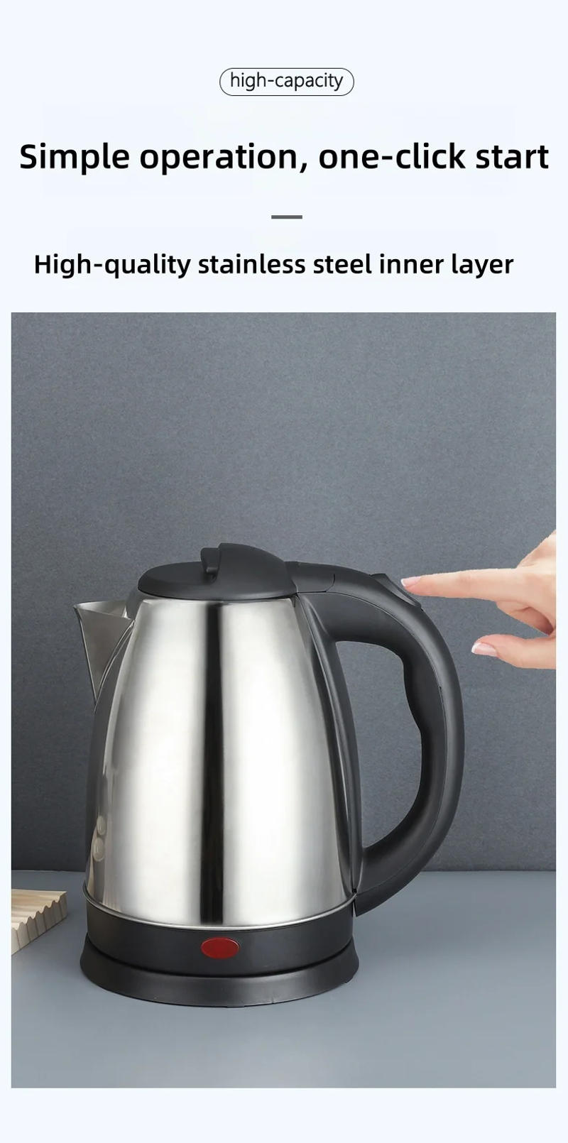 Description Picture 5 of itemTravel Electric Kettle Tea Coffee 2L Stainless Steel Portable Water Boiler Pot For Hotel Family Trip Kitchen Smart Kettle Pot