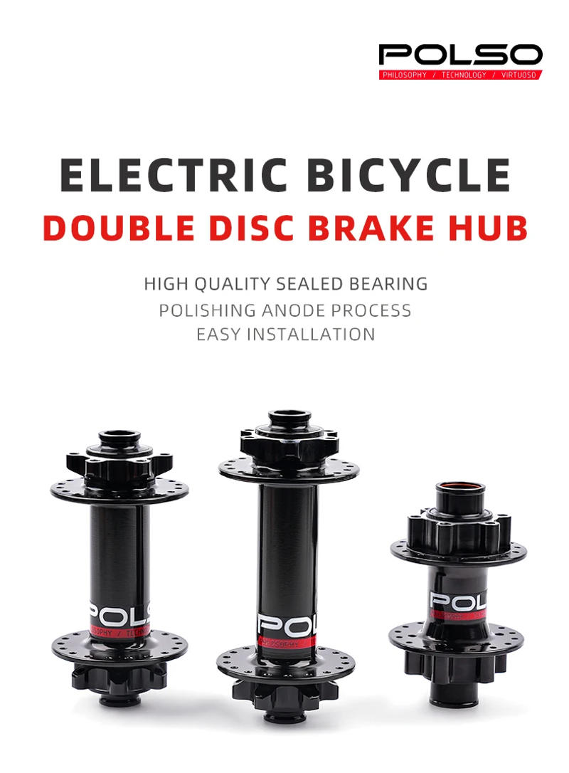 Description Picture 2 of itemPOLSO MTB Hub 36 Holes Black Dual Double Disc Brake 2 Sealed Bearings 15x135/150mm Ebike Hubs