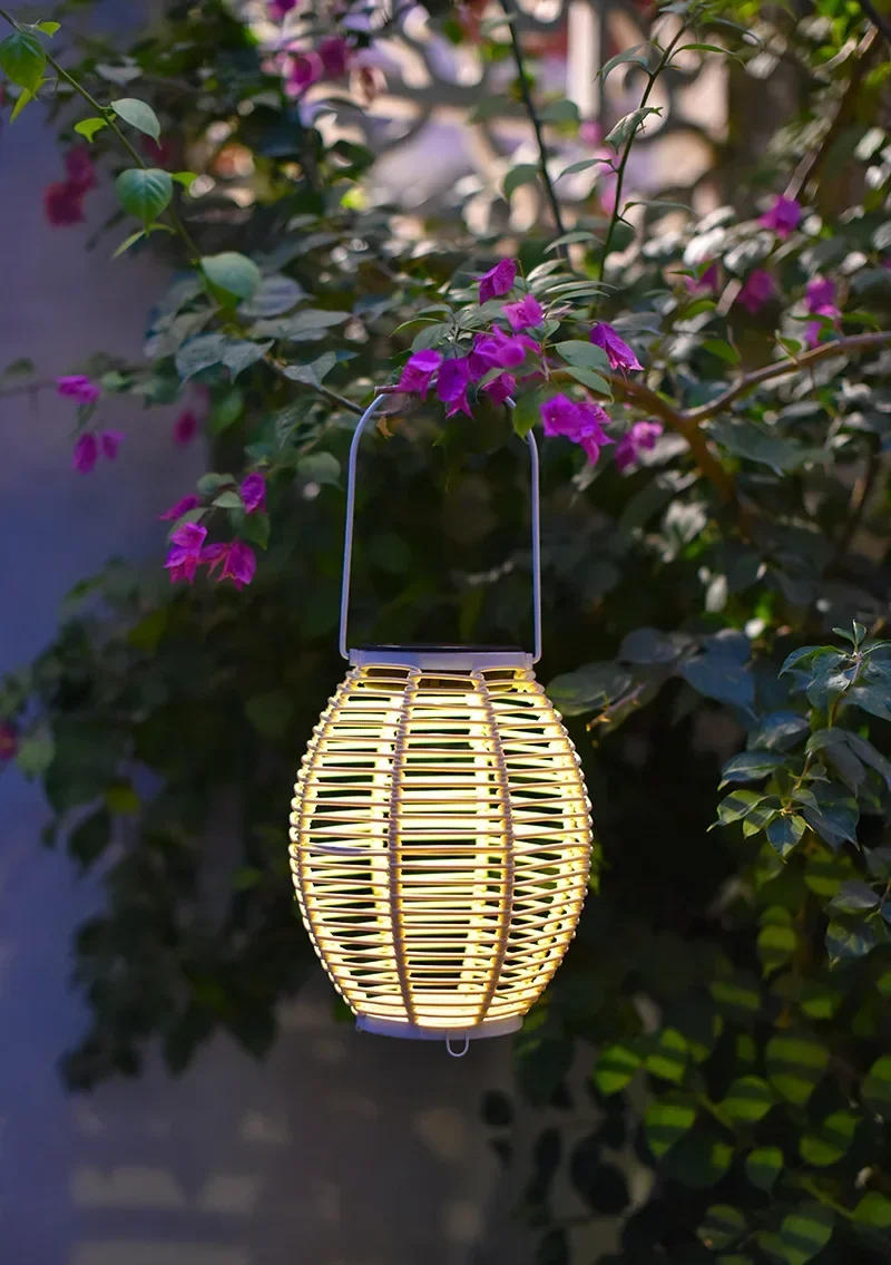 Description Picture 5 of itemSolar Rattan-Weaved Ceiling Lamp Outdoor Courtyard Garden Lawn Lamp Handmade Imitation Bamboo Hanging Lamp Atmosphere Landscape