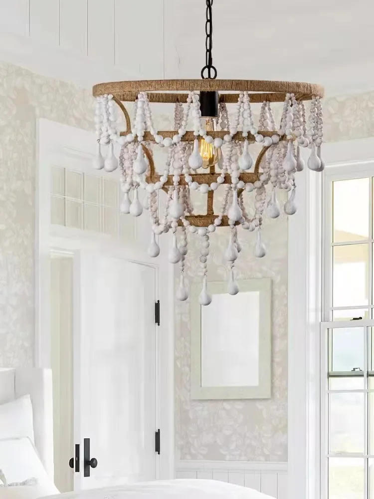 Description Picture 2 of itemBohemian Pendant Lights Wood Beads Chandeliers Living Room Restaurant Hotel Homestay Hanging Lamps for Luminaires Room Decor