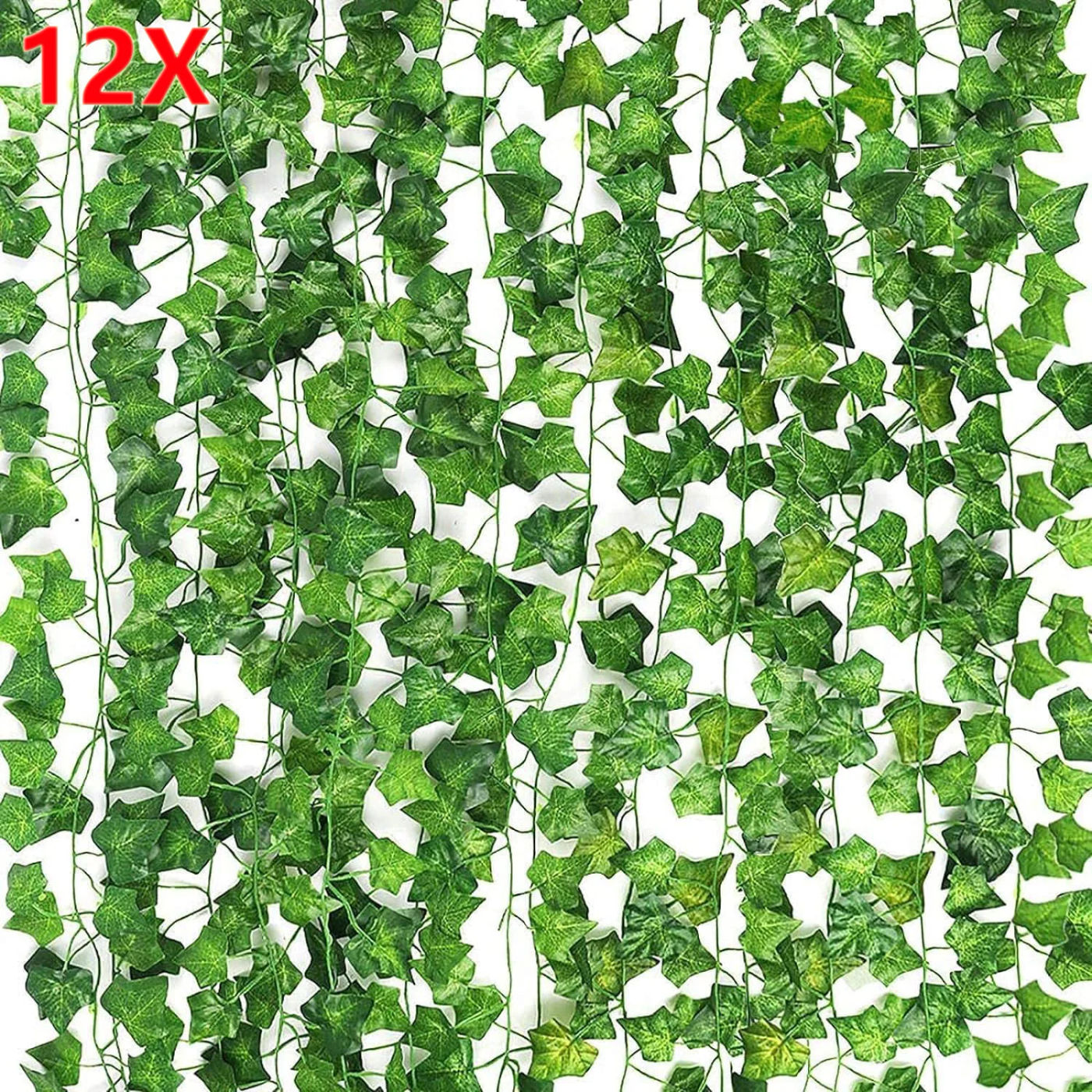 Description Picture 2 of item12x 2M Artificial Plant Green Ivy Leaf Garland Hanging Vines Outdoor Greenery Wall Decor DIY Fake Wreath Leaves Home Party Decor
