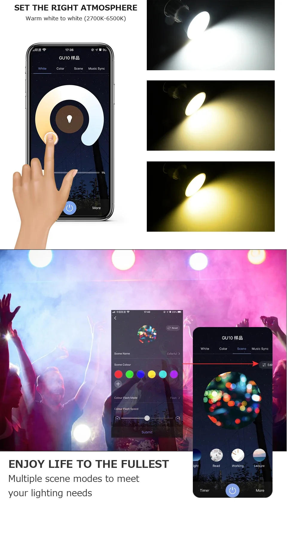 Description Picture 6 of itemTuya WiFi LED Light Bulb GU10 220V 110V Dimmable Lamp Bulbs 5W 7W 9W Voice Control Timer Function Support Alexa Google Home