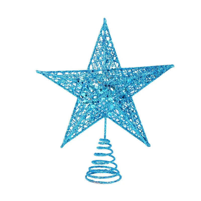 Description Picture 5 of itemChristmas Five-pointed Star Decoration Sparkling Xmas Decoration Gold Red Glitter 5 Point Star Christmas Tree Topper Ornaments